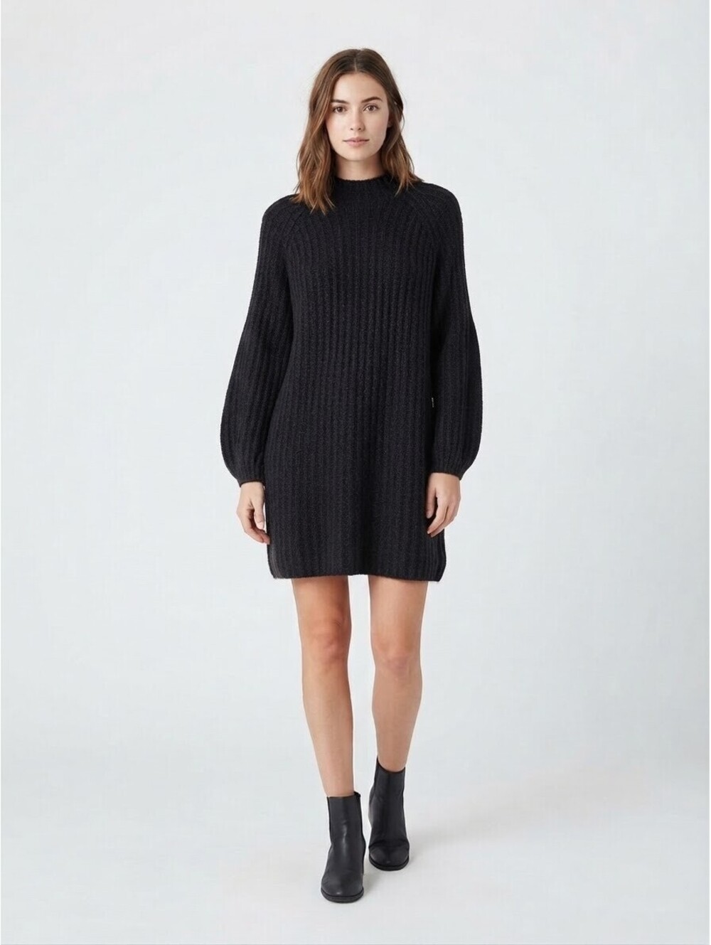 Truly Madly Deeply Black Ribbed Knit Sweater Dress Size Large
